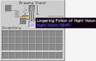 Brewing a lingering potion of night vision (Image via Minecraft)